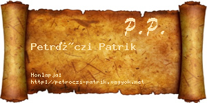 Petróczi Patrik névjegykártya